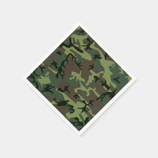 Camouflage Camo Green Brown Pattern Napkin (Corner)