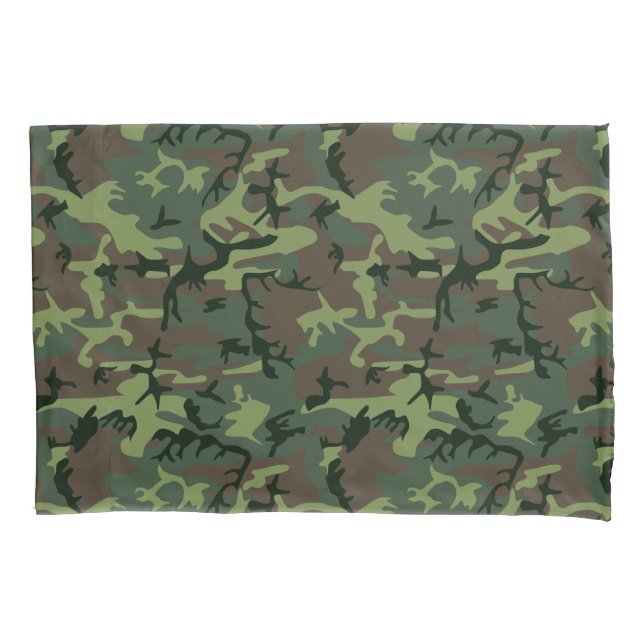Camouflage Camo Green Brown Pattern Pillowcase (Front)