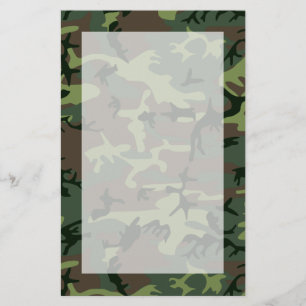 Camouflage Camo Green Brown Pattern Stationery