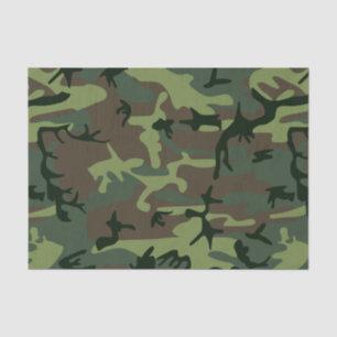 Camouflage Camo Green Brown Pattern Tissue Paper