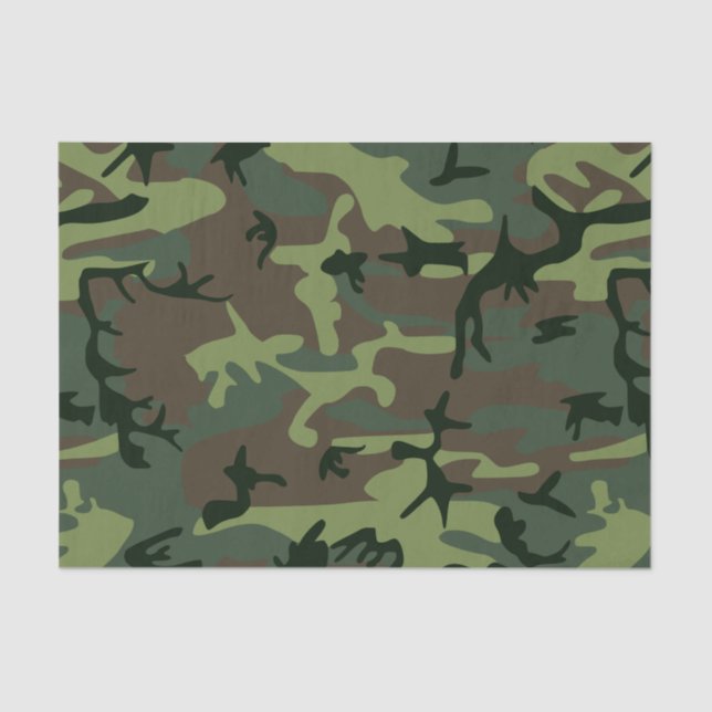 Camouflage Camo Green Brown Pattern Tissue Paper (Front)