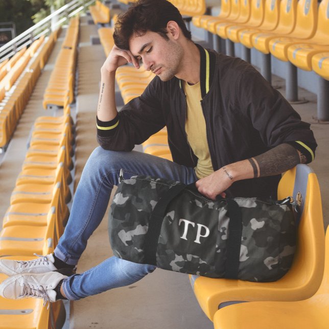 Camouflage Camo Monogram Personalised  Duffle Bag (Creator Uploaded)
