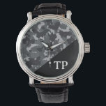 Camouflage Camo  Monogram Personalised  Watch<br><div class="desc">This design may be personalised in the area provided by changing the photo and/or text. Or it can be customised by clicking Personalise this Template and then choosing the click to customise further option and delete or change the colour of the background, add text, change the text colour or style,...</div>