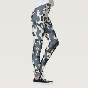 Camouflage Camo Police Grey Black White Leggings