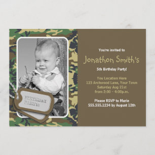 Camouflage / Camo Theme Photo Birthday Invitation