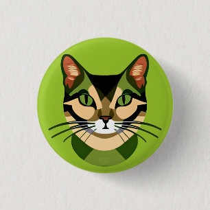 Camouflage Cat Portrait 3 Cm Round Badge