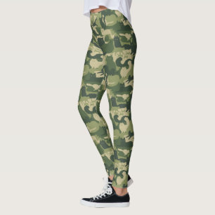 Camouflage Cats Pattern Army Green Kitty Cats Camo Leggings