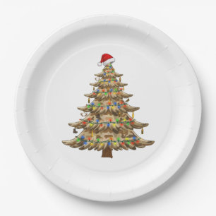 Camouflage Christmas Tree Veteran Military Funny Paper Plate