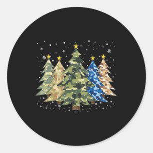 Camouflage Christmas Trees Camo Xmas Tree Family M Classic Round Sticker
