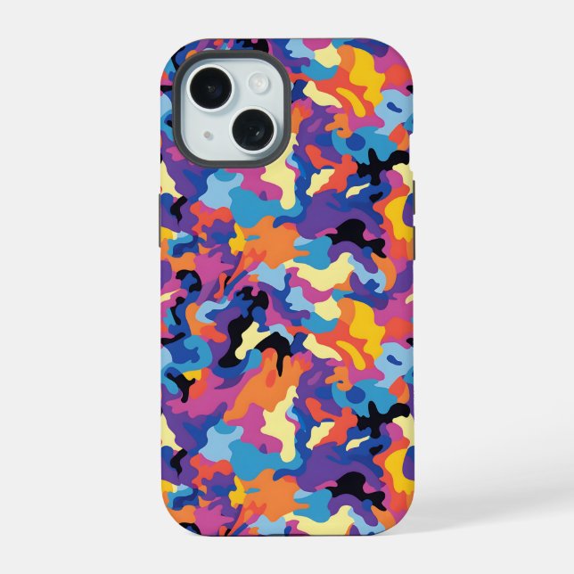 Camouflage Colourful Pattern iPhone 15 Case (Back)