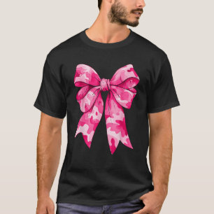 Camouflage Coquette Bow Big Pink Girl Cute Woman T-Shirt