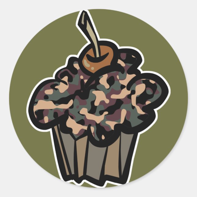 camouflage cupcake classic round sticker (Front)