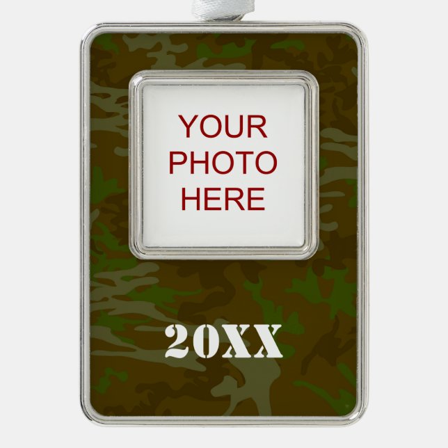 Camouflage Custom Christmas Camo Silver Plated Framed Ornament (Front)