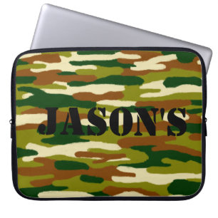 Camouflage Custom Name Laptop Sleeve