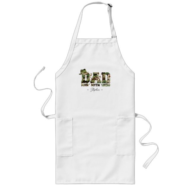 Camouflage "Dad – Man, Myth, Legend" Long Apron (Front)