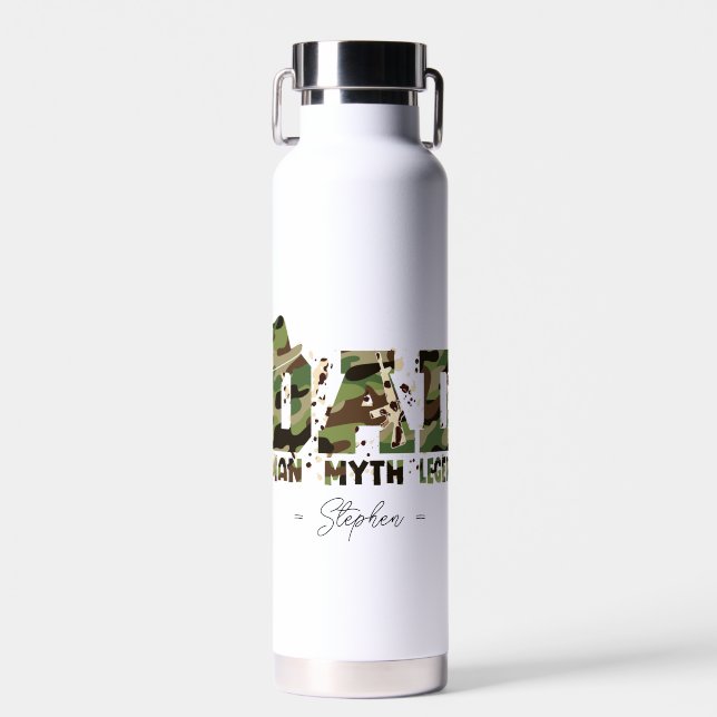 Camouflage "Dad – Man, Myth, Legend" Water Bottle (Front)
