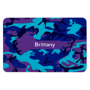 Camouflage Dark Blue & Purple Pattern Add Name Magnet