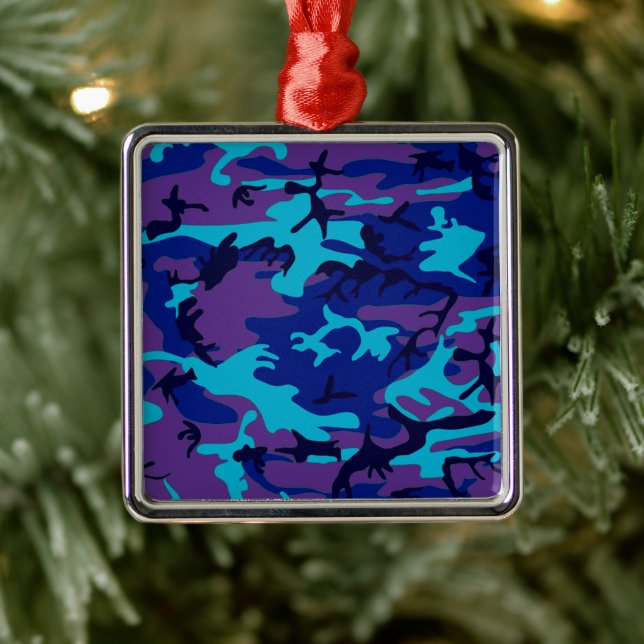 Camouflage Dark Blue & Purple Pattern Metal Tree Decoration (Tree)