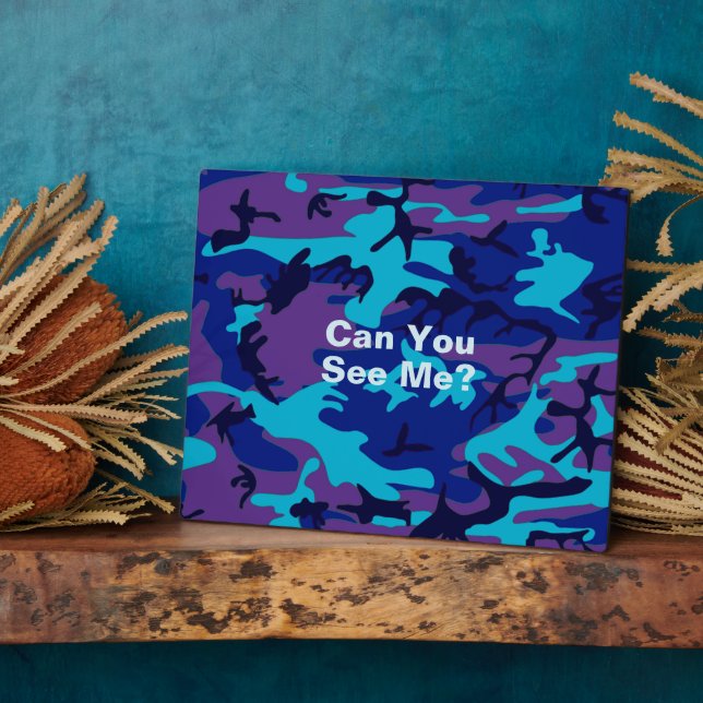 Camouflage Dark Blue & Purple Pattern Plaque (Side)