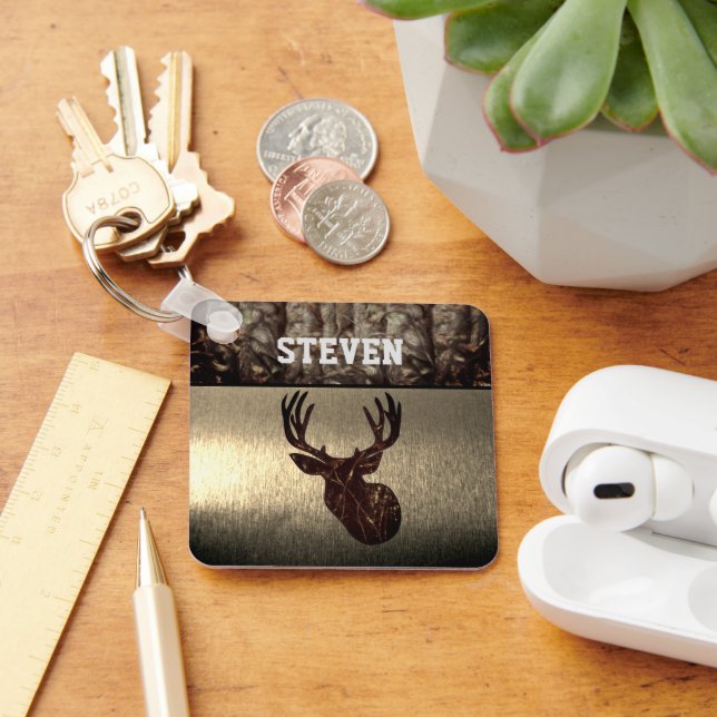 Camouflage Deer Hunting Name Buck Cool Men's Key Ring (Desk)