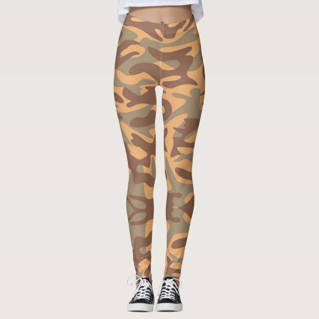 Camouflage Desert Army - Power Yoga Leggings (Front)