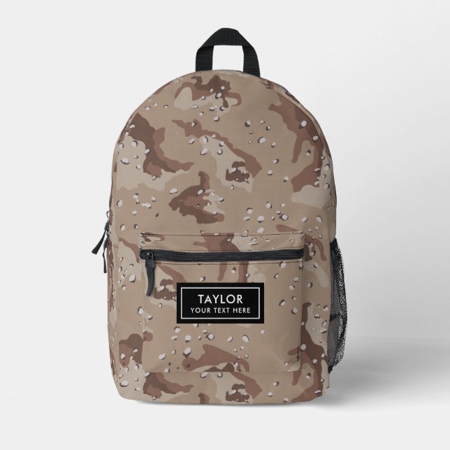 Camouflage Desert Cookie Dough Printed Backpack (Front)