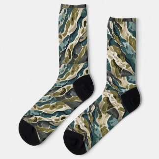 Camouflage design in greens and beige socks