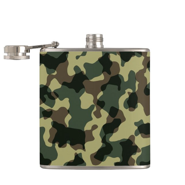 Camouflage Design Top Hip Camo Whiskey Flask (Opened)