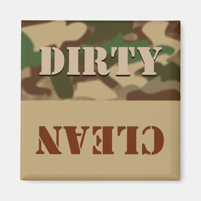 Camouflage Dirty Clean Dishwasher Magnet for Him (Front)