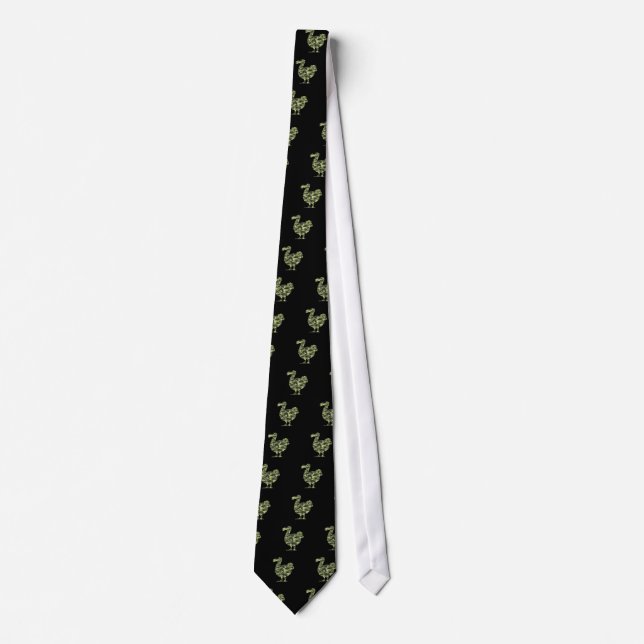Camouflage Dodo Bird Silhouette Tie (Front)
