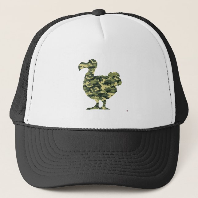 Camouflage Dodo Bird Silhouette Trucker Hat (Front)