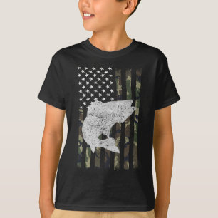 Camouflage Flag Walleye Fishing Angler T-Shirt