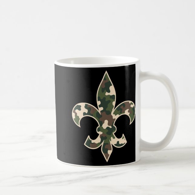 Camouflage Fleur De Lys Camo Mardi Gras Festive Ne Coffee Mug (Right)