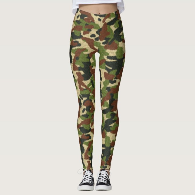 Camouflage Green and Brown Leggings (Front)