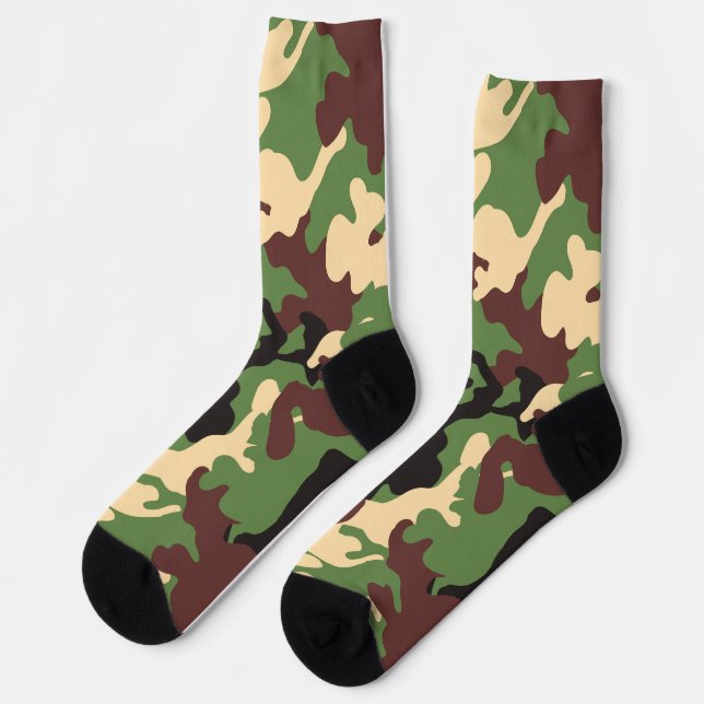 Camouflage Green and Brown Socks (Left)