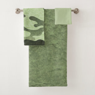 Camouflage Green Bath Towel Set 