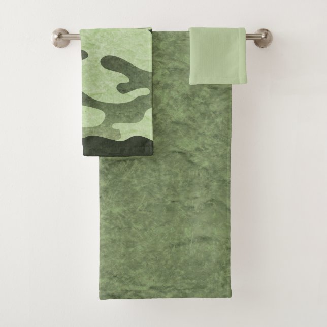 Camouflage Green Bath Towel Set  (Insitu)