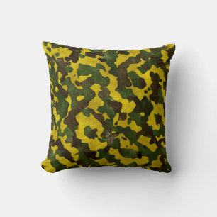 Camouflage Green Black Yellow Pillow