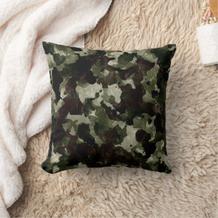 Camouflage Green Brown Throw Pillow