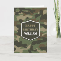 Camouflage Green Camo Army Monogram Birthday