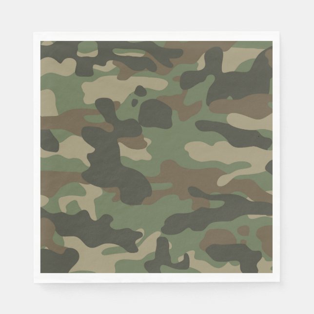 Camouflage Green Camo Army Pattern Napkin (Front)