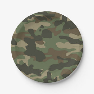 Camouflage Green Camo Army Pattern   Paper Plate