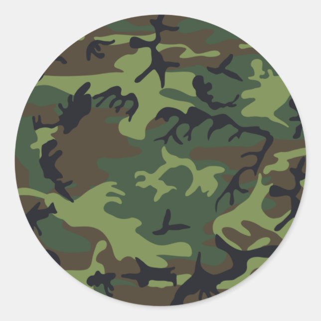 Camouflage Green Classic Round Sticker (Front)