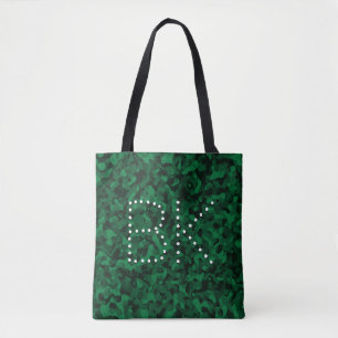 Camouflage Green Pattern Monogram Customised Tote Bag