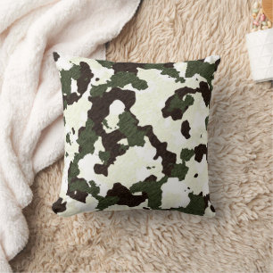 Camouflage Grey Brown White Decor Pillow