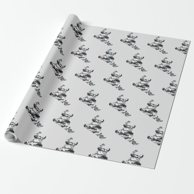 Camouflage Grey Snowboarder Wrapping Paper (Unrolled)