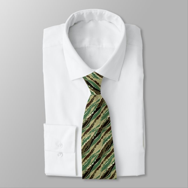 Camouflage Hakki spotted striped pattern Tie (Tied)