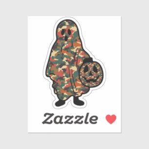 Camouflage Halloween Ghost with Pumpkin Pail