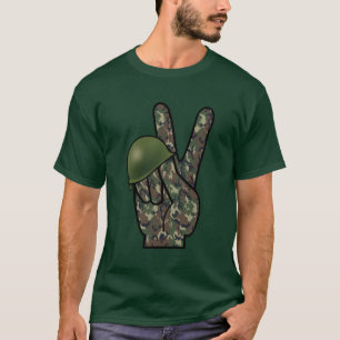 Camouflage Hand Victory / Peace Sign T-Shirt