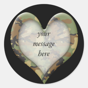 Camouflage Heart Classic Round Sticker